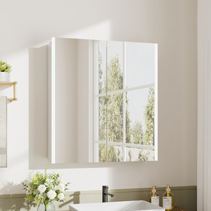 Bathroom Mirror Cabinet with Shaver Socket and Lights - Silvery White by Livingandhome