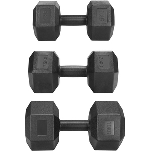 Set of 2 Dumbbells for Strength Training Aerobic - Black / 10kg by Yaheetech