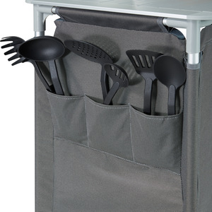 Camping Kitchen with 2 Shelves - Grey by tectake