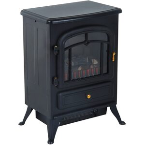 HOMCOM Freestanding Electric Stove Fireplace Heater - Black by HOMCOM