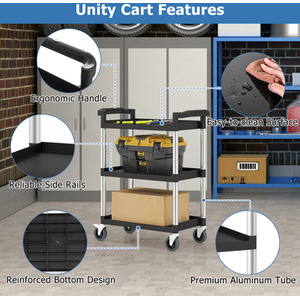 3-Tire Metal Rolling Cart - Black by Costway