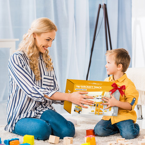 Transport Cargo Airplane Simulated City Race Track Car Toys Set