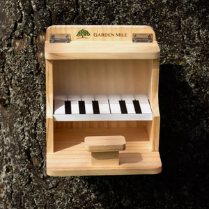 Hanging Wooden Bird Feeder Piano - Brown by Garden Mile