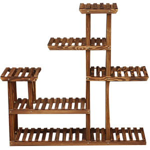 5-Tiered Wooden Plant Stand - Brown by Livingandhome