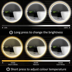 HOMCOM Round Bathroom Mirror with LED Lights Demister Pad - Gold Tone / 60cm by HOMCOM