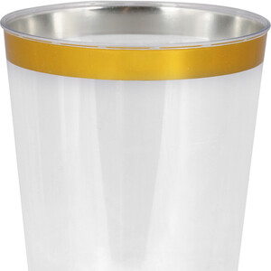 Pack of 8 Gold Rim Plastic Cups - Gold