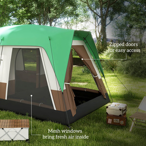 Outsunny Camping Tent with Waterproof Rainfly Screen Panels - Green by Outsunny