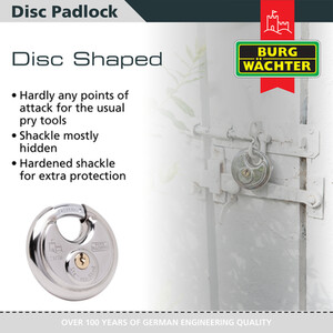 Stainless Steel Disc Padlock 70mm by Burg-Wachter