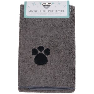 Pawprint Microfibre Pet Towel - Dark Grey by Clever Paws