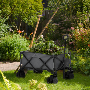 Outsunny Outdoor Pull Cart Folding Cargo Wagon - Grey by Outsunny