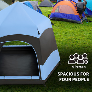 Outsunny Six Man Hexagon Pop Up Tent - Blue by Outsunny