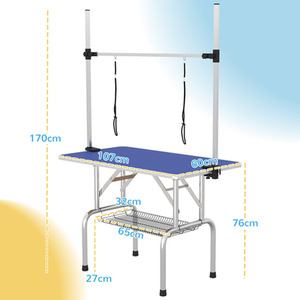 PawHut Metal Adjustable Dog Grooming Table - Blue by PawHut