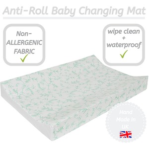 Anti-Roll Wedge Baby Changing Mat - Green Leaves / Green Leaves by Babycurls