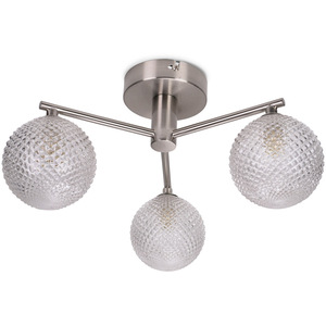 Elle 3 Way IP44 Bathroom Ceiling Light with Glass Shades and LED Bulbs - Silver by ValueLights