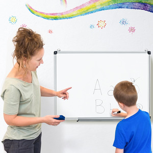 Wall Mounted Dry Erase Board - White by Costway