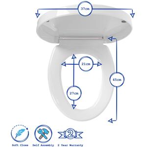 Round Soft Close Toilet Seat - White - White by Harbour Housewares