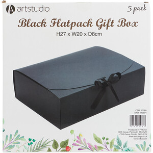 Pack of 5 Flatpack Gift Box - Black by Art Studio