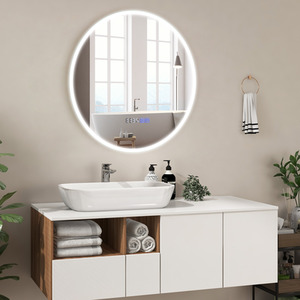 Bathroom LED Round Mirror - Silver by Costway