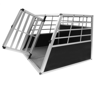 Car Pet Crate - Large Double Doors - Black & Silver by Monstershop
