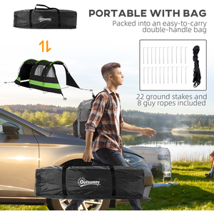 Outsunny 4-5 Person Blackout Camping Tent with Bedroom and Living Room - Black by Outsunny