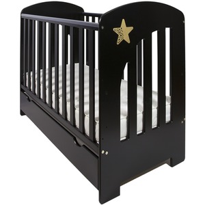 Bonnie Cot Black with Drawer and Mattress - Black by Viculii