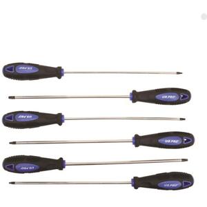 US PRO 6PC Extra Long Star Torx Screwdriver Set 250mm T10 to T30 1591 - Black and Blue by US PRO