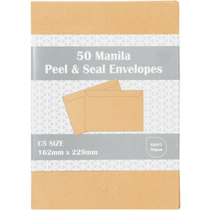 Peel and Seal Envelopes C5 - Manila / 50