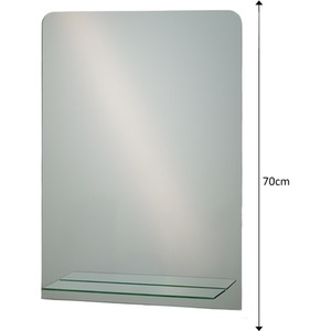 Frameless Rectangular Bathroom Mirror with Glass Shelf - Silver by Showerdrape