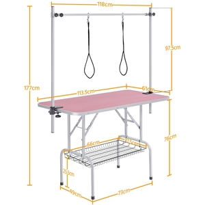 Yaheetech Dog Grooming Table with Adjustable Arm - Pink by Yaheetech