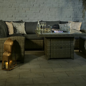 Wentworth Fire Pit 7pc Deluxe Modular Corner Dining Lounging Set - Grey by Royalcraft