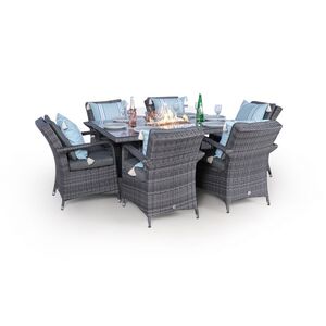 Arizona Fire Pit Square Rattan Patio Dining Set - Grey / 6 by Giardino