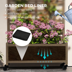 Outsunny Raised Garden Bed Trellis Planter with Wheels and Bed Liner - 54cm3 by Outsunny