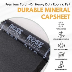 Premium Torch on Heavy Duty Roofing Felt Mineral Capsheet SBS Bitumen Membrane - Black by NOVECRAFTO
