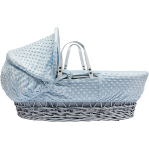 Blue Dimple Grey Wicker Moses Basket - Blue by Kinder Valley