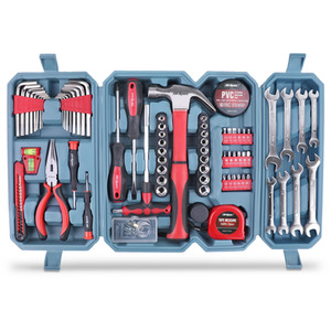 73 Piece Home and Garage DIY Hand Tool Box Kit - Red by Hi-Spec