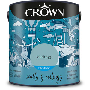 Crown Walls and Ceilings Mid Sheen Emulsion - Duck Egg / 2.5l by Crown Paints