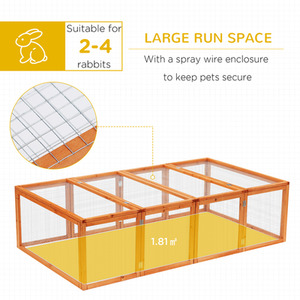 PawHut rabbit Run Wooden Rabbit Hutch Cage - Natural by PawHut