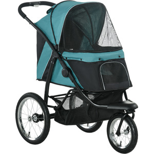 PawHut Foldable Pet Stroller with 3 Wheels for Small Medium Dogs - Green by PawHut