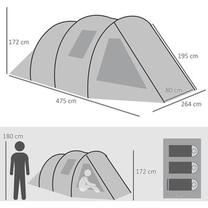 Outsunny Camping Tent with 2 Rooms for 3-4 Persons by Outsunny