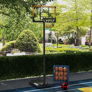 SPORTNOW Basketball Backboard Hoop Net Set with Wheels, 182-213cm, Black - Black by SPORTNOW