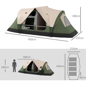 Outsunny Camping Tent with 2 Bedroom and Waterproof Rainfly by Outsunny