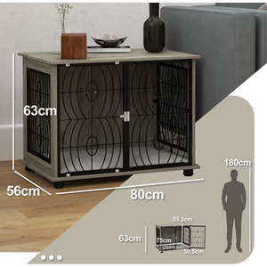 PawHut Dog Crate Furniture for Large Dogs with Plush Cushion - Grey / 56cm by PawHut