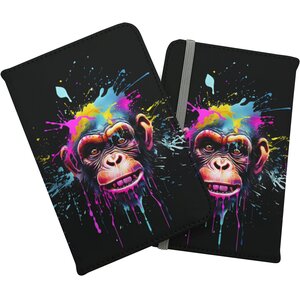 Multi Coloured Monkey Face Splashart Passport Cover - Blue by Warren Reed - Designer