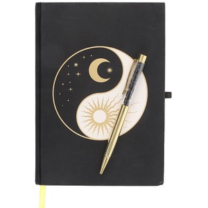 Yin Yang Notebook Journal With Obsidian Pen - Black by Kingsbury Gifts