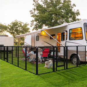 8 Panels Metal Dog Playpen Pet Exercise Barrier - Black / Large by Yaheetech