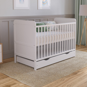 Levi Cot Bed With Drawer And Mattress - White by Love For Sleep