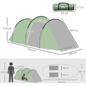 Outsunny 3-4 Person Weatherproof Tent, Green - Dark Green by Outsunny
