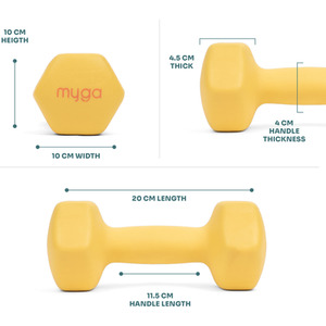 Myga Hex Dumbbell - Pair - Yellow by Myga