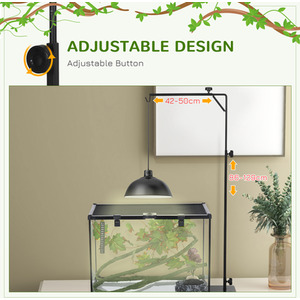 Adjustable Reptile Lamp Stand with Hook - Black by PawHut