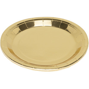 Pack of 10 Metallic Paper Plates - Gold